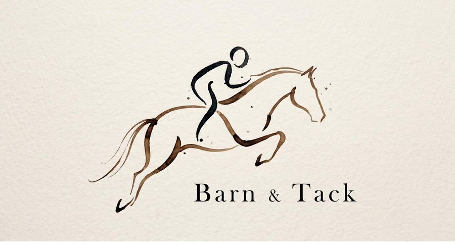 Barn & Tack — ink-drawn horse and rider logo
